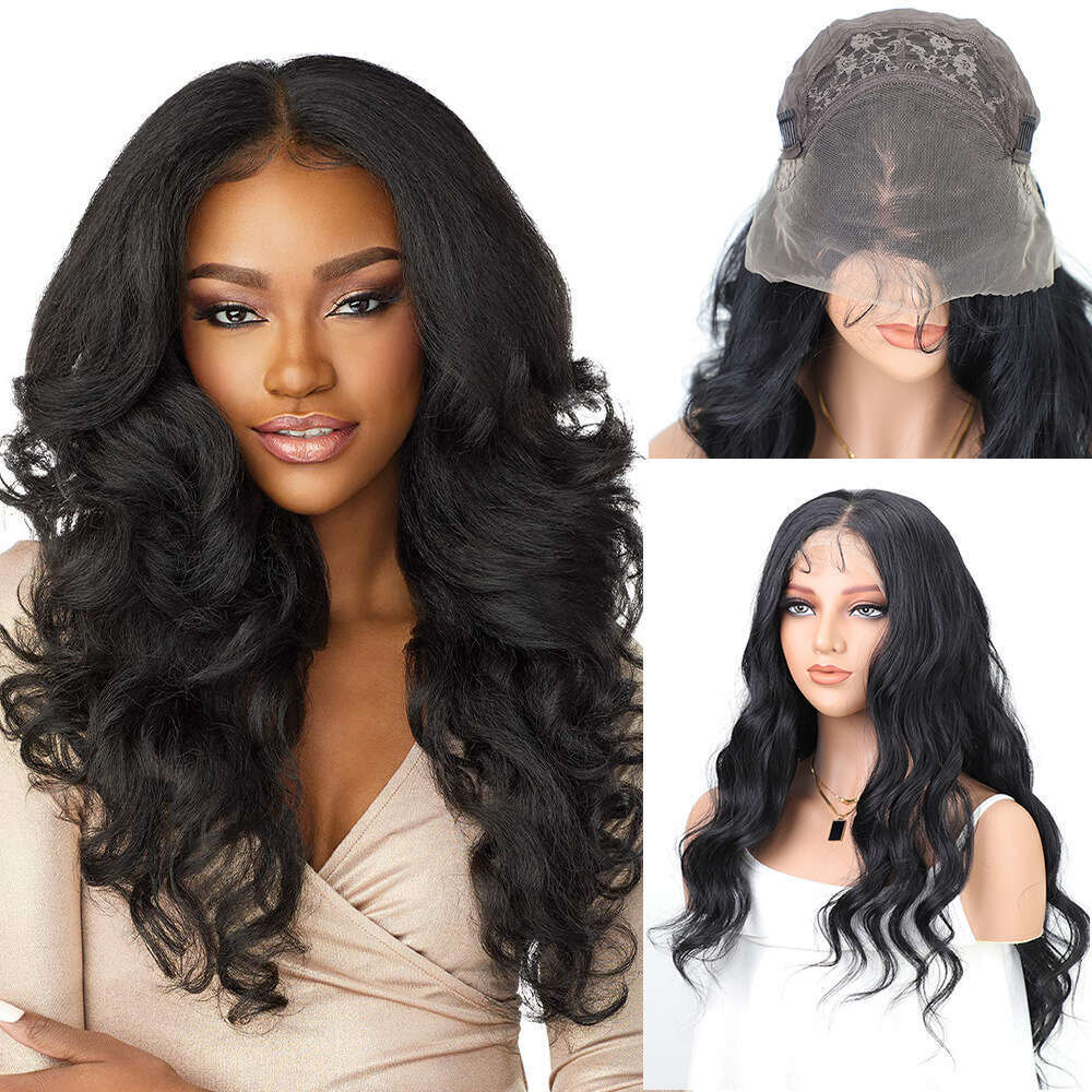 Women's Hand Woven 13 * 4 Synthetic Wig Headband With Black Long Curly Hair Lace Wigs Kq2 Kq2