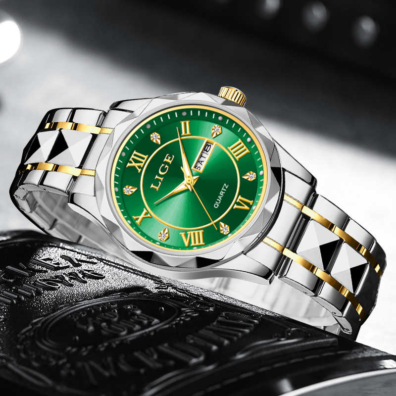 LIGE Men's Quartz Watch Men's Classic Traditional Watch Stainless Steel strap Men's Casual Waterproof Watch Youth Fashion Watch Student