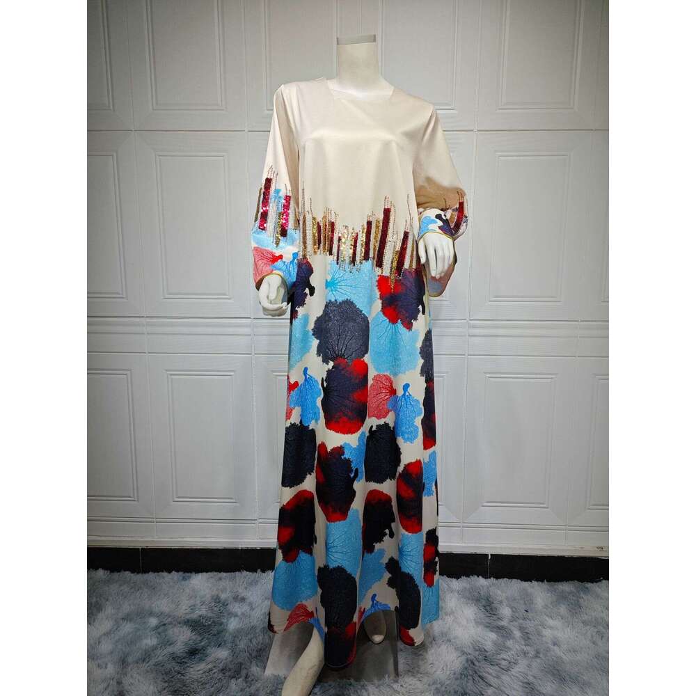 Arab Dubai Muslim Robe Women's Gul'dan Bead Embroidered Fashion Dress