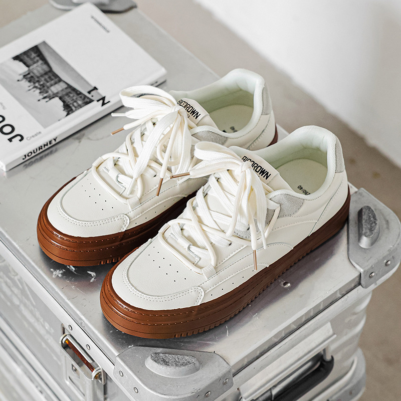 Men Casual Shoes Thick Sole Simple Versatile Style Fashion Leisure Trendy Korean Version Triple Beige Brown fashion