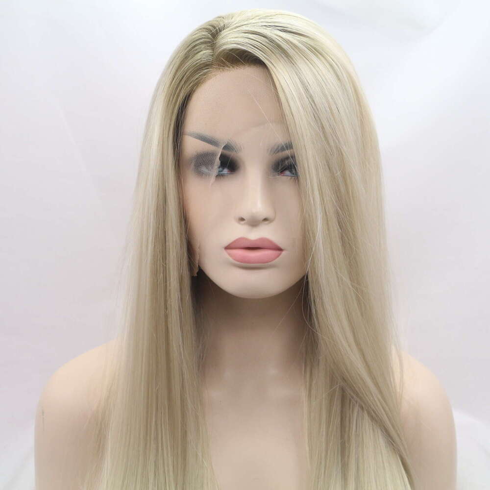 Synthetic Front Lace Wig With Gradient Long Straight Hair Kq2 Kq2
