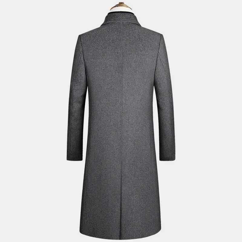 2022 new ultra long wool trench coat mens winter brand mens cashmere coat ultra-thin fit wool peacock windproof machine W241228