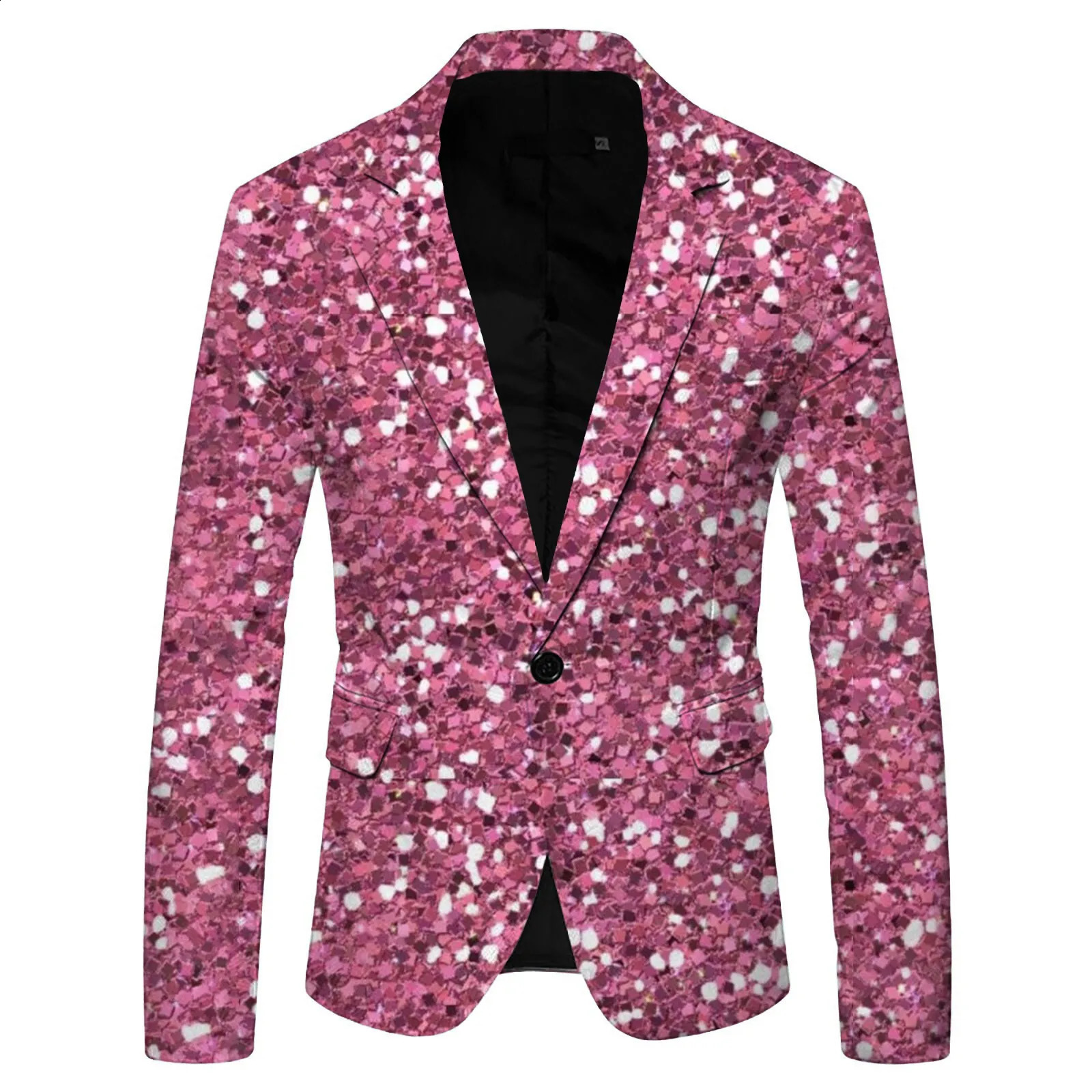 Mens 3D glitter set pocket lapel single button jacket wedding party performance dress mens nightclub jacket 241227