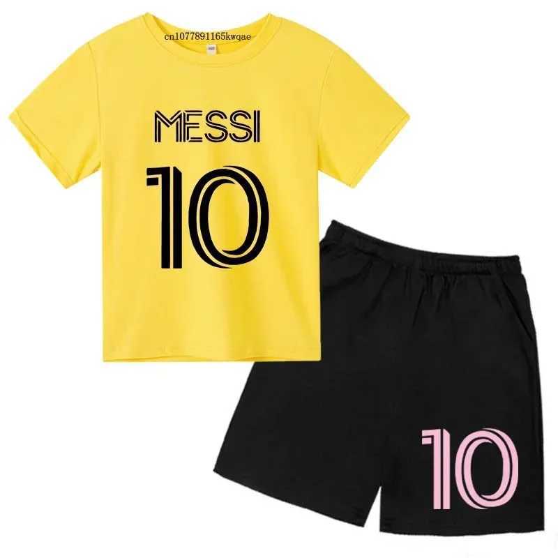 Kids Super Soccer Star No.10 Print 2pcs T-shirts+Pants Sports Suits 3-14 Years Boys Girls Idol Streetwear Children Outfits Sets X241228
