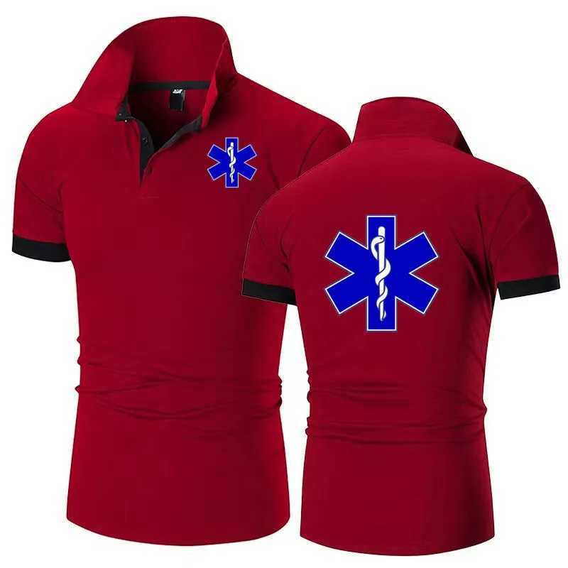 EMT nursing emergency medical service shirt shirt mens casual T-shirt high-quality matching colored cotton mens lapel shirt X241228