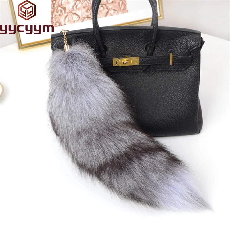 Fashion Fox Tail Keychain Wolf Tail Fur Tassel Bag Tag Black And Brown Pom Charm Keyring Holder Strap Chain Gifts 241227CJ