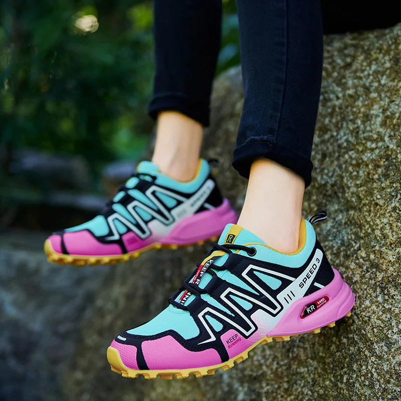 Large size breathable hiking shoes women walking shoes anti-slip wear cushioned light all-match outdoor sports shoes 241228