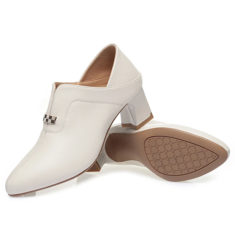 AIYUQI Women's Dress Shoes Genuine Leather Autumn Fashion Everyday Shoes Ladies Mid Heel Shiny Women's Office Shoes