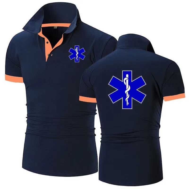 EMT nursing emergency medical service shirt shirt mens casual T-shirt high-quality matching colored cotton mens lapel shirt X241228