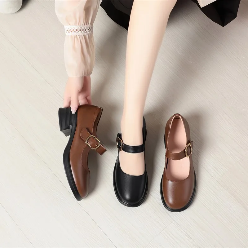 AIYUQI Mary Jane Women's Autumn Genuine Leather Ladies Shoes Large Size Platform Women's Daily Shoes