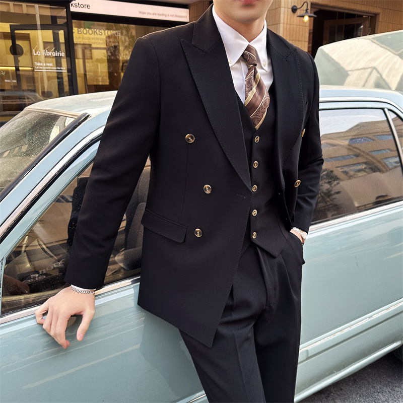 B1227Men's three-piece suits for wedding groom and groomsmen business casual formal wear Korean style