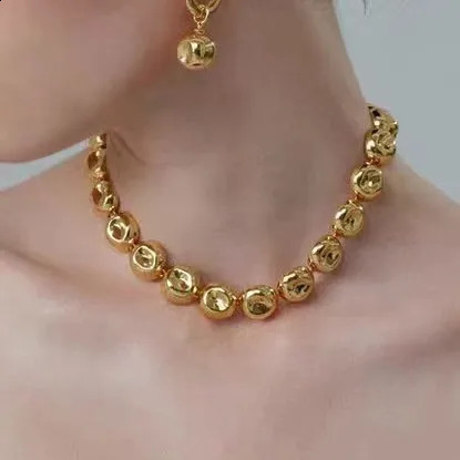 Europe and the United States concave hemisphere necklace minimalist style clavicle chain small bracelet female earrings 241226