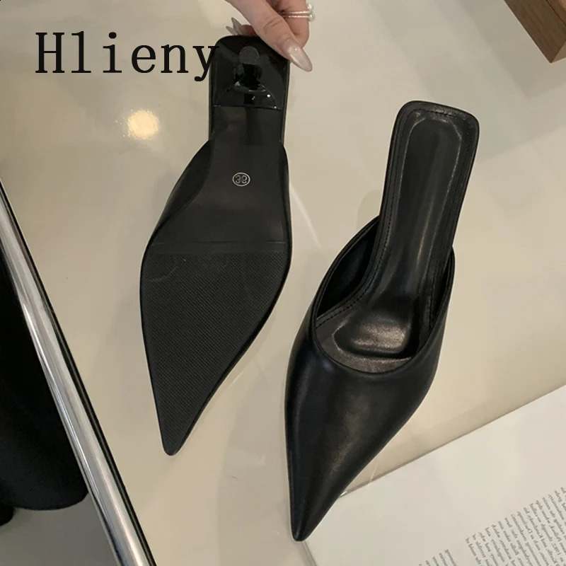Hlieny 2025 Spring shallow Leopard Print Women Slipper Pointed Toe Thin Low Heel Sandal Ladies Mules Shoes Zapatos Mujer 241228