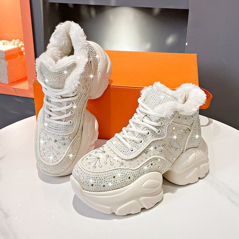 Fashion Luxury Women's Shoes New Winter Warm Women's Sneakers Diamond Designer Casual Ankle Boots Platform Shoes High quality warm snow boot