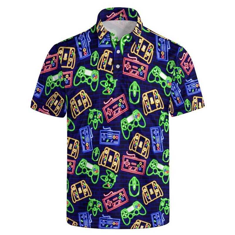 Interesting 3D printed neon shirt shirt suitable for mens summer oversized short sleeved shirts personalized street T-shirts top casual mens clothing 