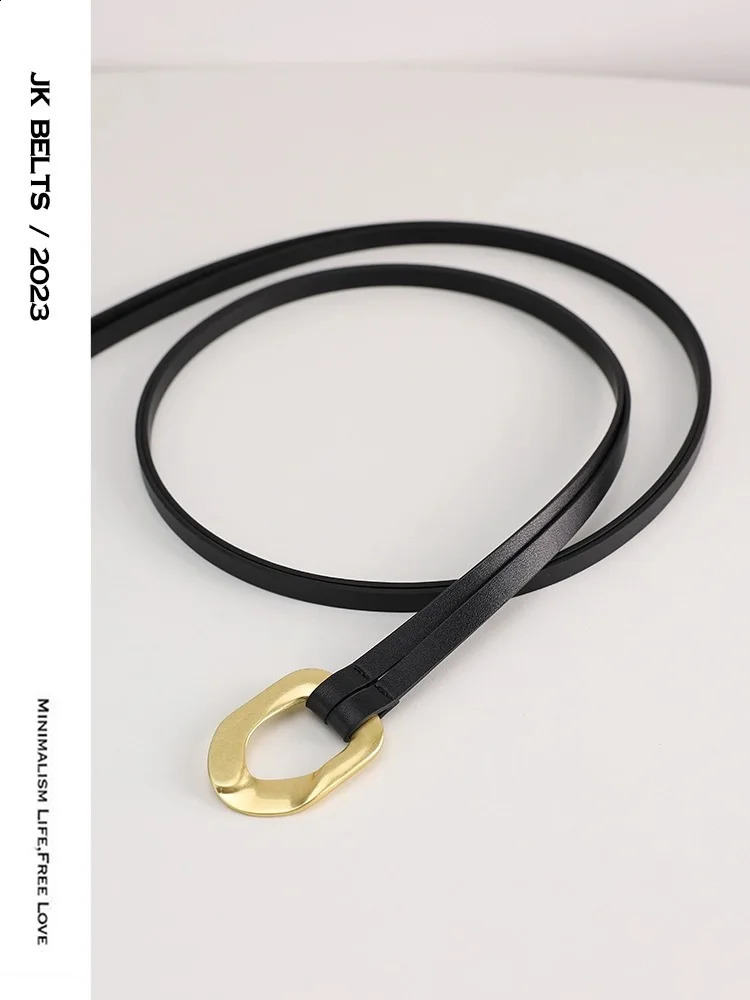 Knot Female Waist Chain Thin Belt Vintage Double Layer Leather Belts Golden Buckle for Women - Stylish Waistband for Dress 241227