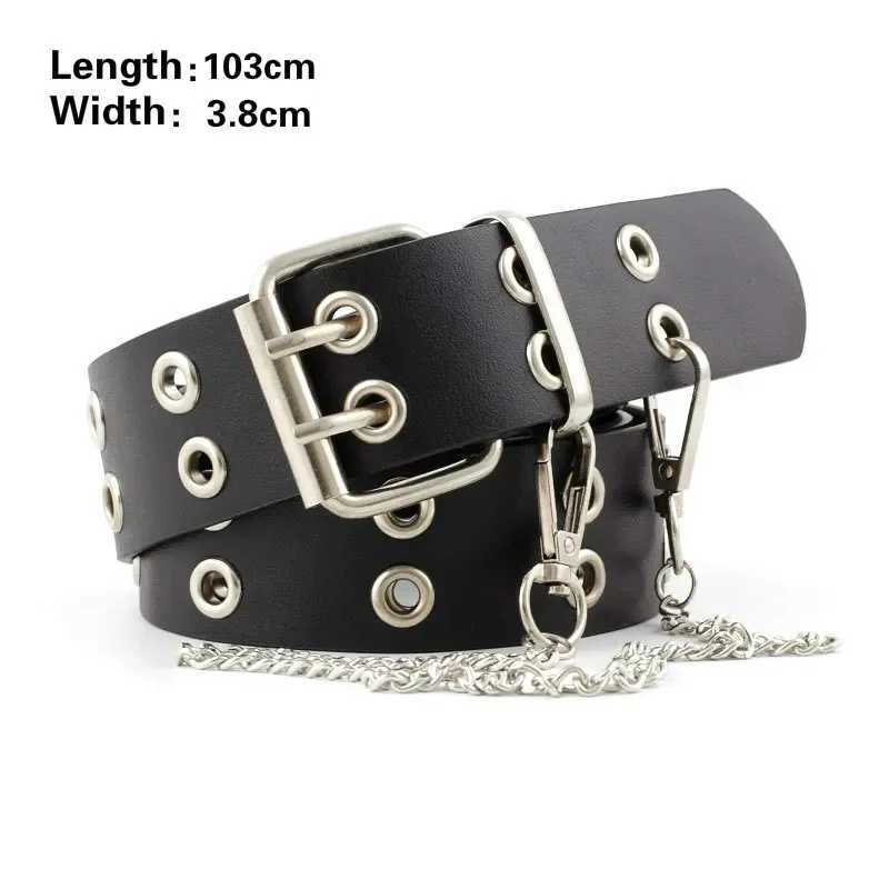Fashionable alloy womens belt chain luxury leather new item clip buckle jeans decoration womens retro decoration punk W241228
