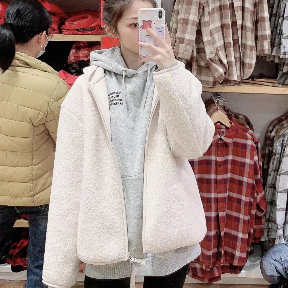 Womens Winter Fleece Sherpa Hoodie Jacket Warm Plush Zip-Up Coat Casual Oversized Hooded Sweatshirt Outwear for Cold Weather 241227