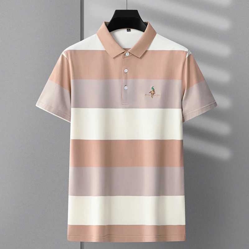 New Summer shirt men shirt shirt High quality brand Striped shirt shirt men Short sleeved casual shirt shirt Men clothing top X241228