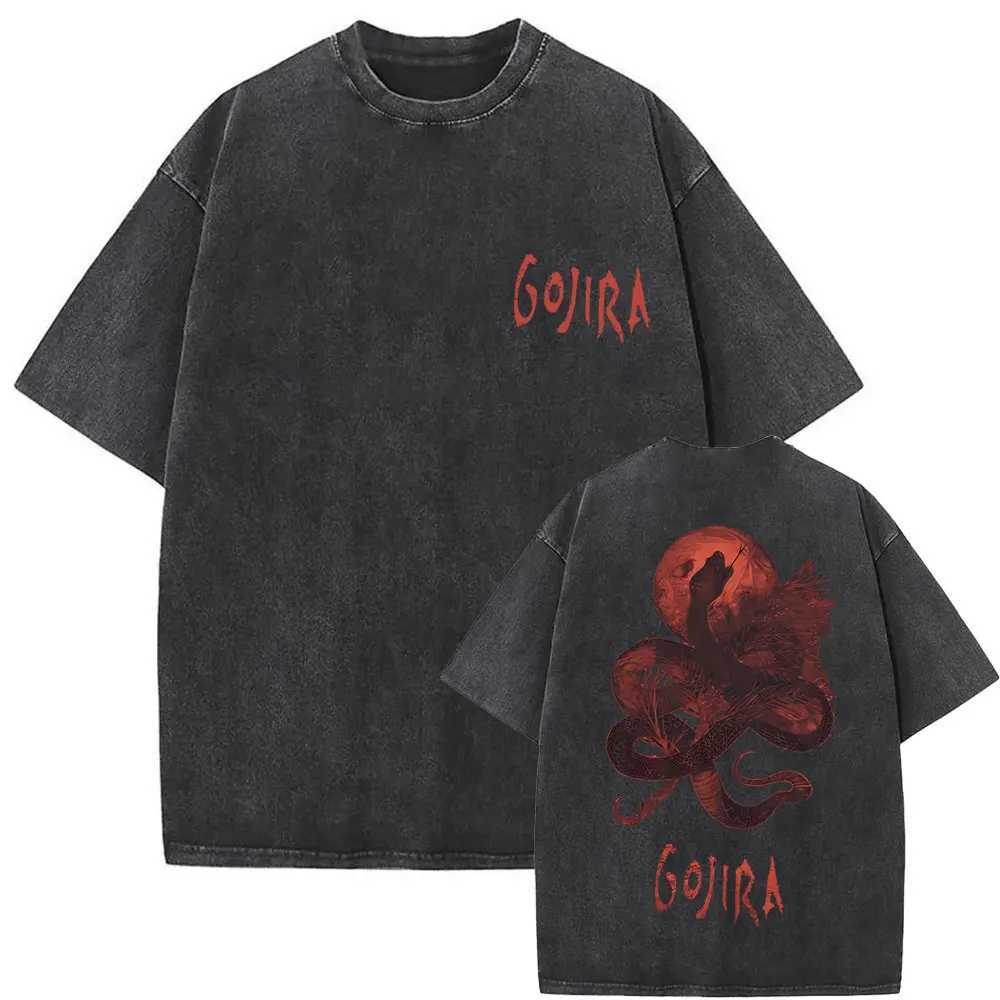 Retro metal band Gojira T-shirt from Mars to Sirius Flying Whale mens fashionable oversized T-shirt X2503241