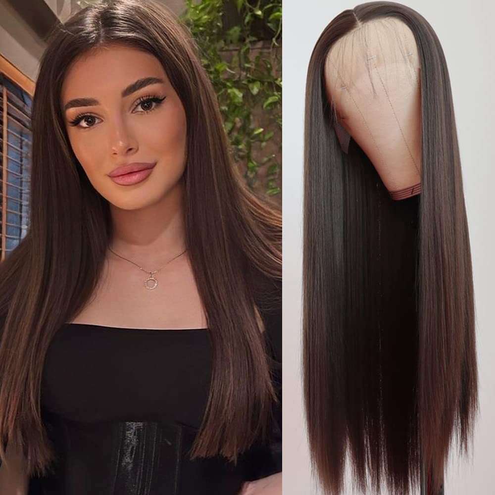 13 * 4T Split Front Long Straight Hair Chemical Fiber Headband Lace Wigs Kq2 Kq2