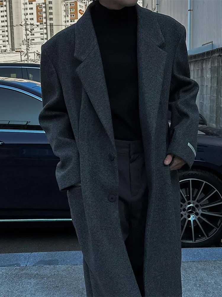 LUZHEN Long Woolen Coat Liner Cotton Mens Windbreaker Coat Simplicity Vintage Korean Versatile Clothing Men Trench 2024 LZ7496 W241228