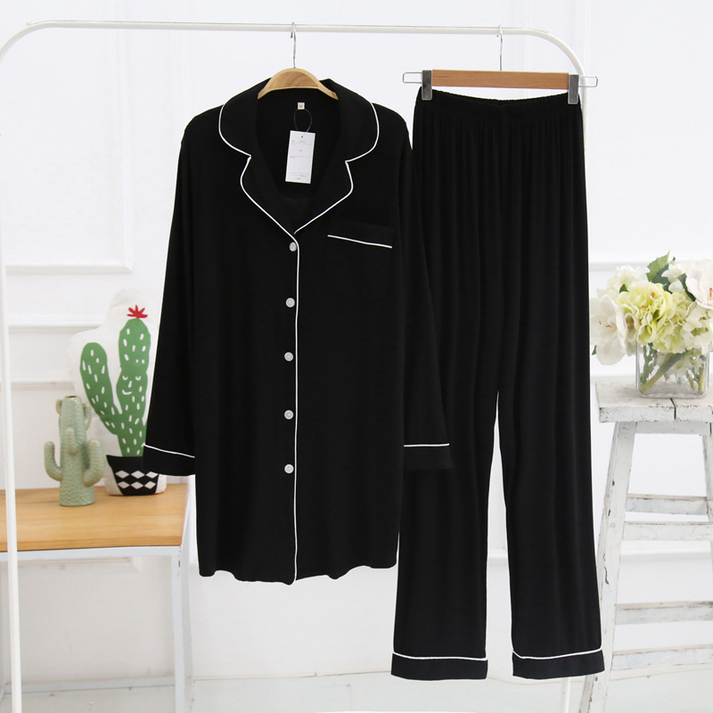 Z29-New sexy V-neck long-sleeved suit summer modal cardigan pajamas women plus size loose home clothes