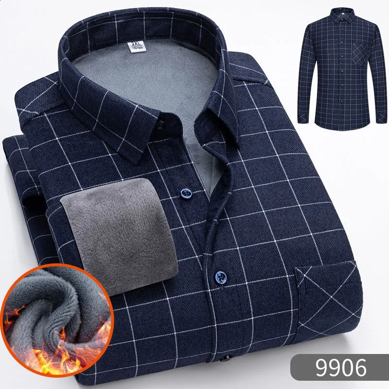Autumn/Winter Fashion Sports Plus Fleece Thickened Warm Plaid Shirt Mens Casual Loose Comfortable High Quality Shirt L-5XL 241223