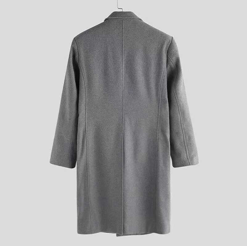 Winter mens coat retro long trench mens lapel coat mens cardigan coat mens cardigan solid windproof clothing W241228