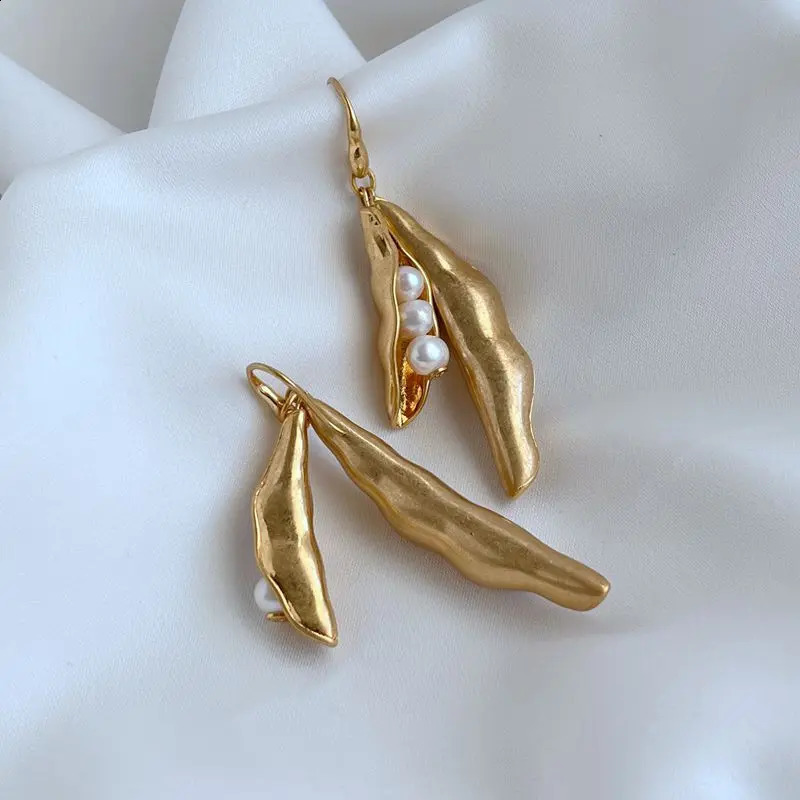 Pearl peas dangle earrings for women drop earrings cottagecore jewelry unusual creative cute jewelry 241226