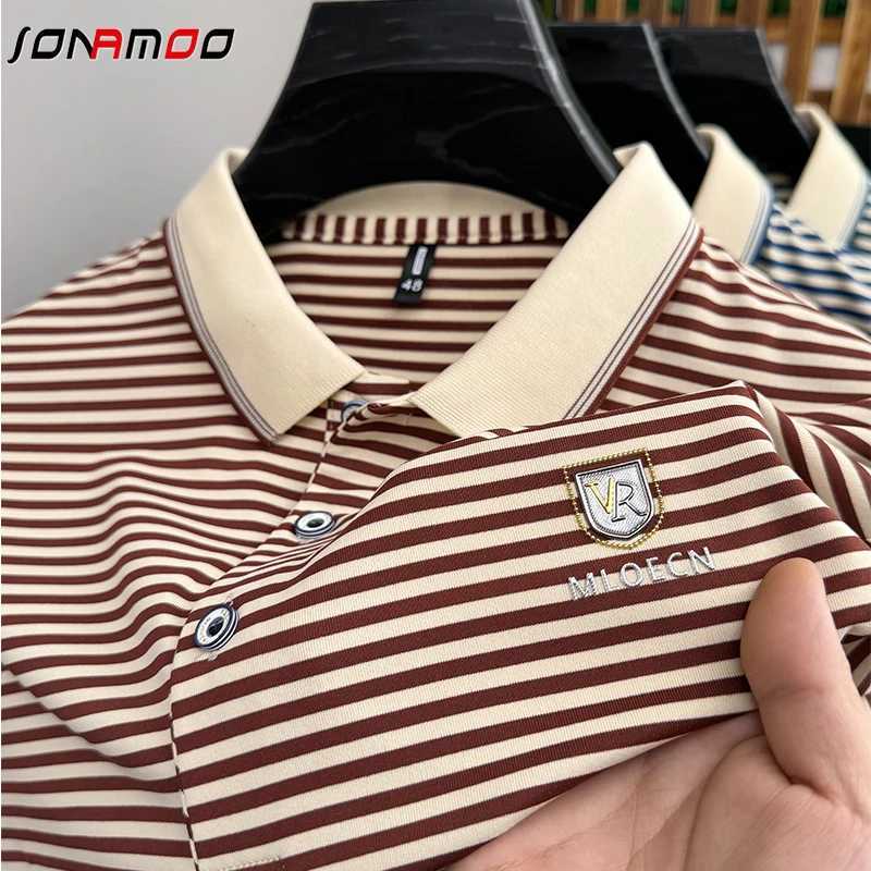2024 mens new striped cotton business casual short sleeved shirt shirt fashionable comfortable and breathable top X241228