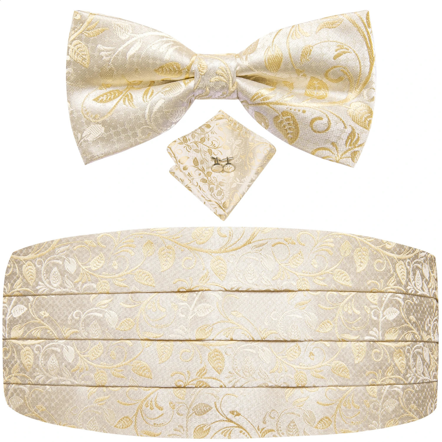 Hi-Tie Silk Mens Cummerbunds Vintage Formal Jacquard Pailey Bowtie Hanky Cufflinks Cummerbund Belt Corset For Male Wedding Prom 241227