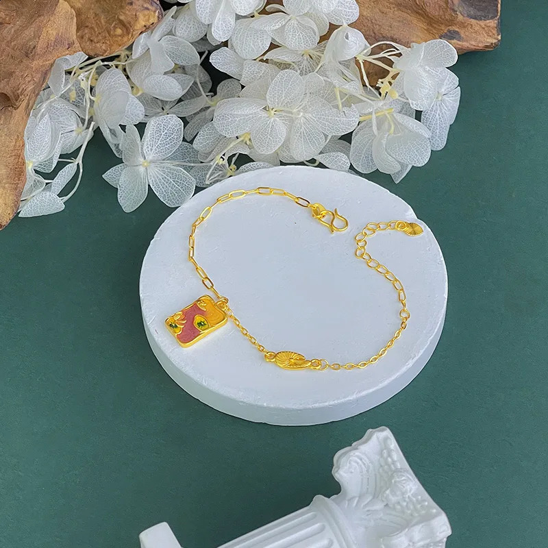 Enamel Monet garden pendant necklace bracelet earrings women light Chinese fashion jewelry three-piece set 241226