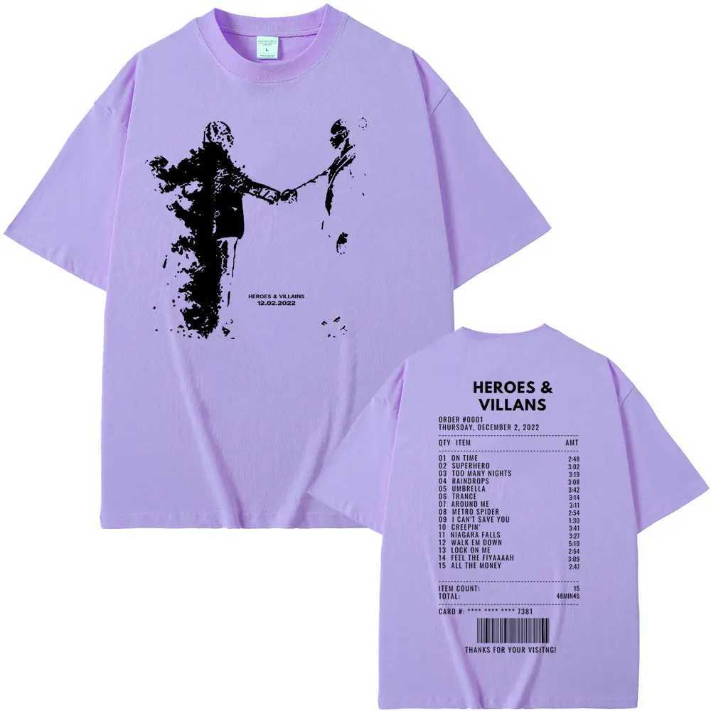 Rapper Metro Boomin Heroes Villains Double Sided Print T-shirts Men Women Hip Hop Vintage Oversize Tshirt Male Cool Strtwear X241228