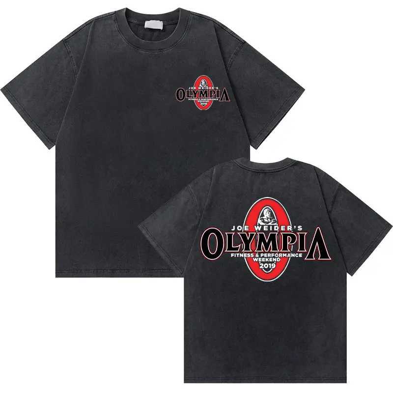 Corrugated retro Olympia gym skeleton double-sided printed T-shirt mens waist cotton T-shirt mens fashion brand T-shirt X241228