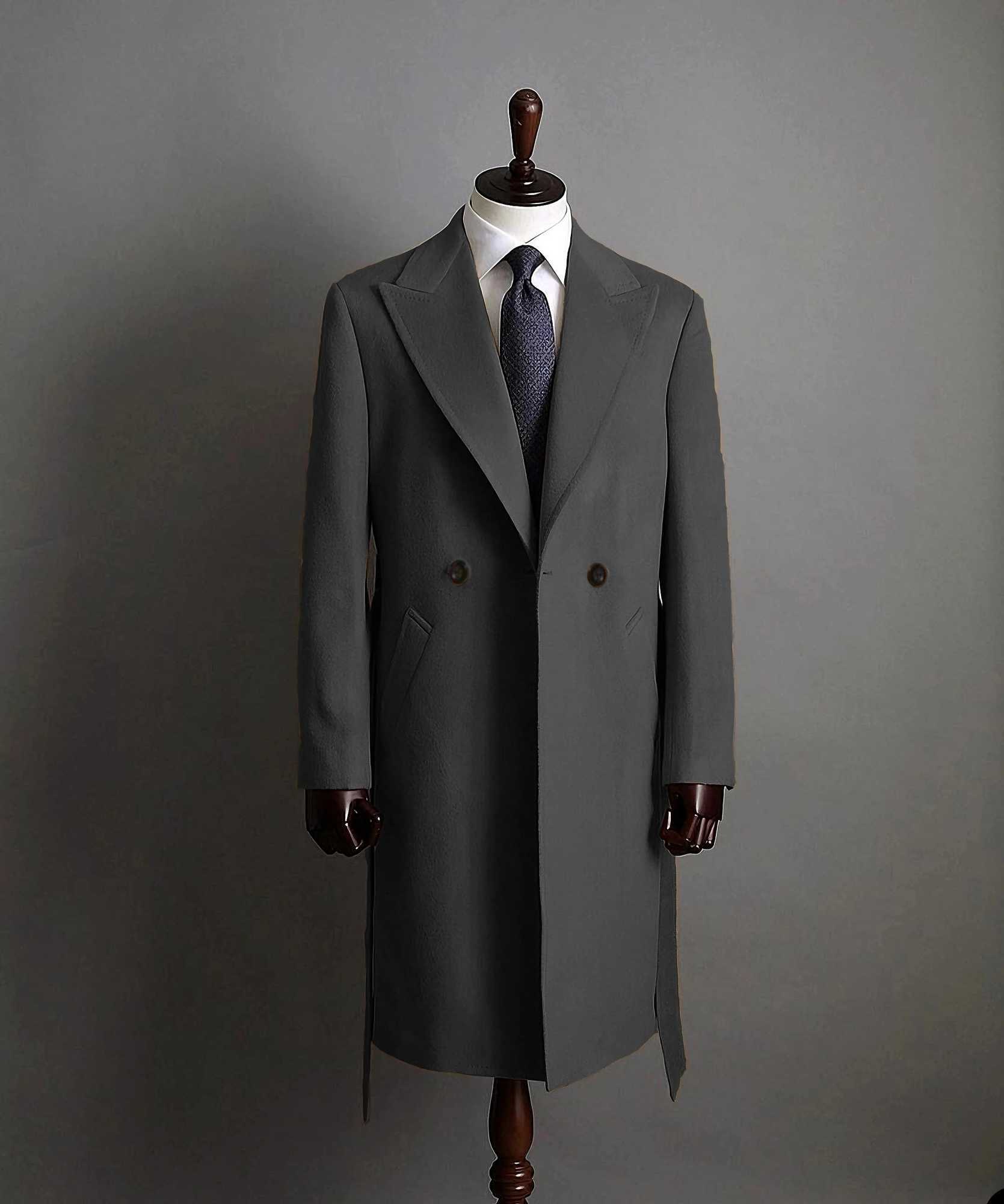 Modern mens trench coat kayak slim fit collar double chest casual long business banquet coat mens coat W241228