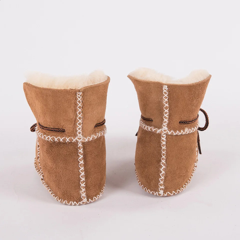 MPPM First Walker Shoes Winter Baby Boots Genuine Leather Natural Sheepskin Fur Toddler Girls Soft Baby Boy Booties 241228