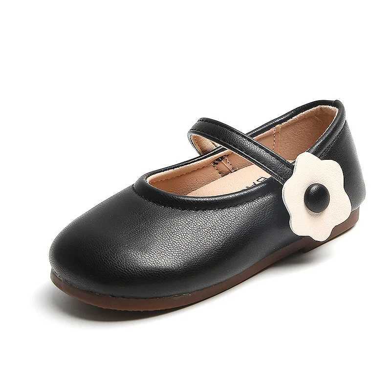 New 2024 Autumn Winter Princess Shoes Grils PU Leather Shoes Kids Fashion Flower Perform Casual Shoes Children Flats Size 21-30 W241228