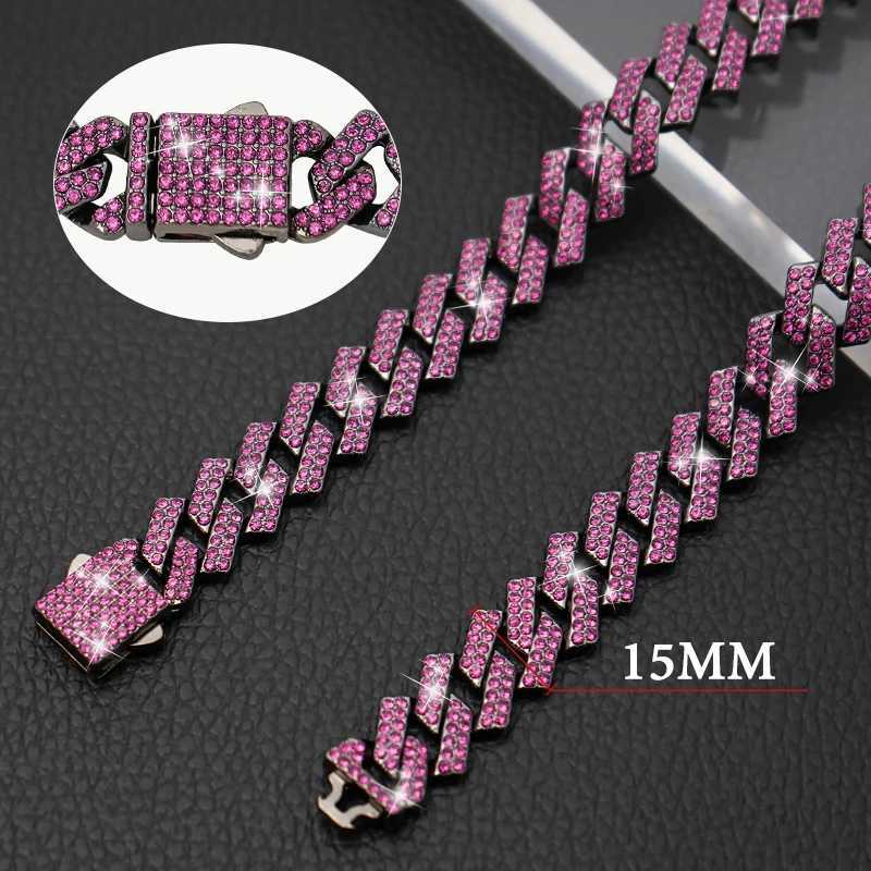 15MM Wide Diamond Luxury Necklace for cat dogs Bling Jewelry Dog Chain Collar Cuban link Gold Chains for small medium Dogs pet M241228