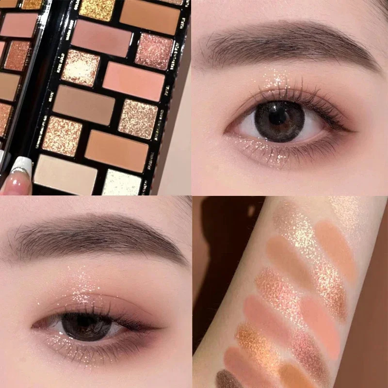 Glitter 16 Color Eyeshadow Palette Makeup Long-lasting Matte Eye Shadow Palettes Brighten Eye Cosmetics Women Beauty Earth Color 241226