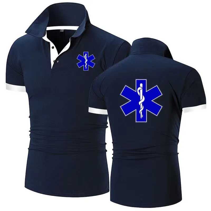 EMT nursing emergency medical service shirt shirt mens casual T-shirt high-quality matching colored cotton mens lapel shirt X241228