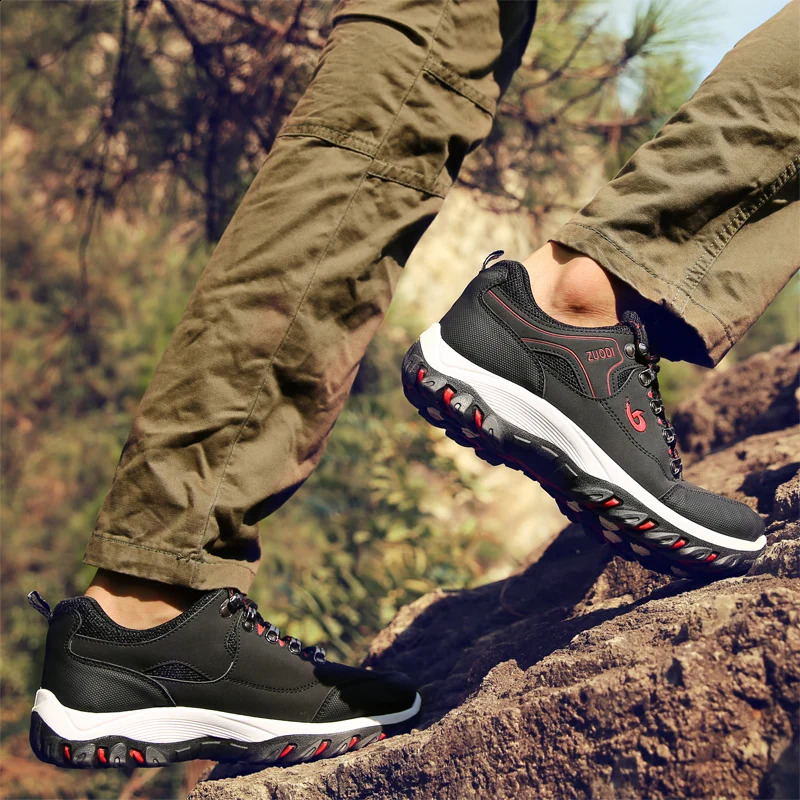 Mens Hiking Shoes Waterproof Leather Outdoor PU Shoes Wear-resistant Men Trekking Walking Hunting Tactical Sneakers 241228