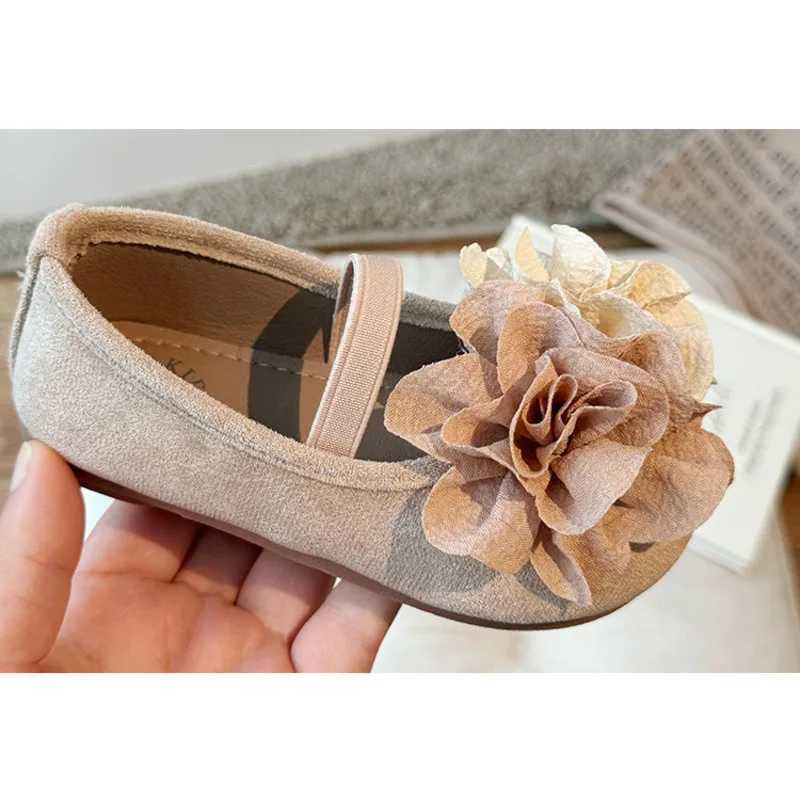 Flowers 3D Children Flats Shoes Spring PU Soft Sole Toddler Girls Princess Shoes Non Slip Elastic Band Kids Fashion Shoes W241228
