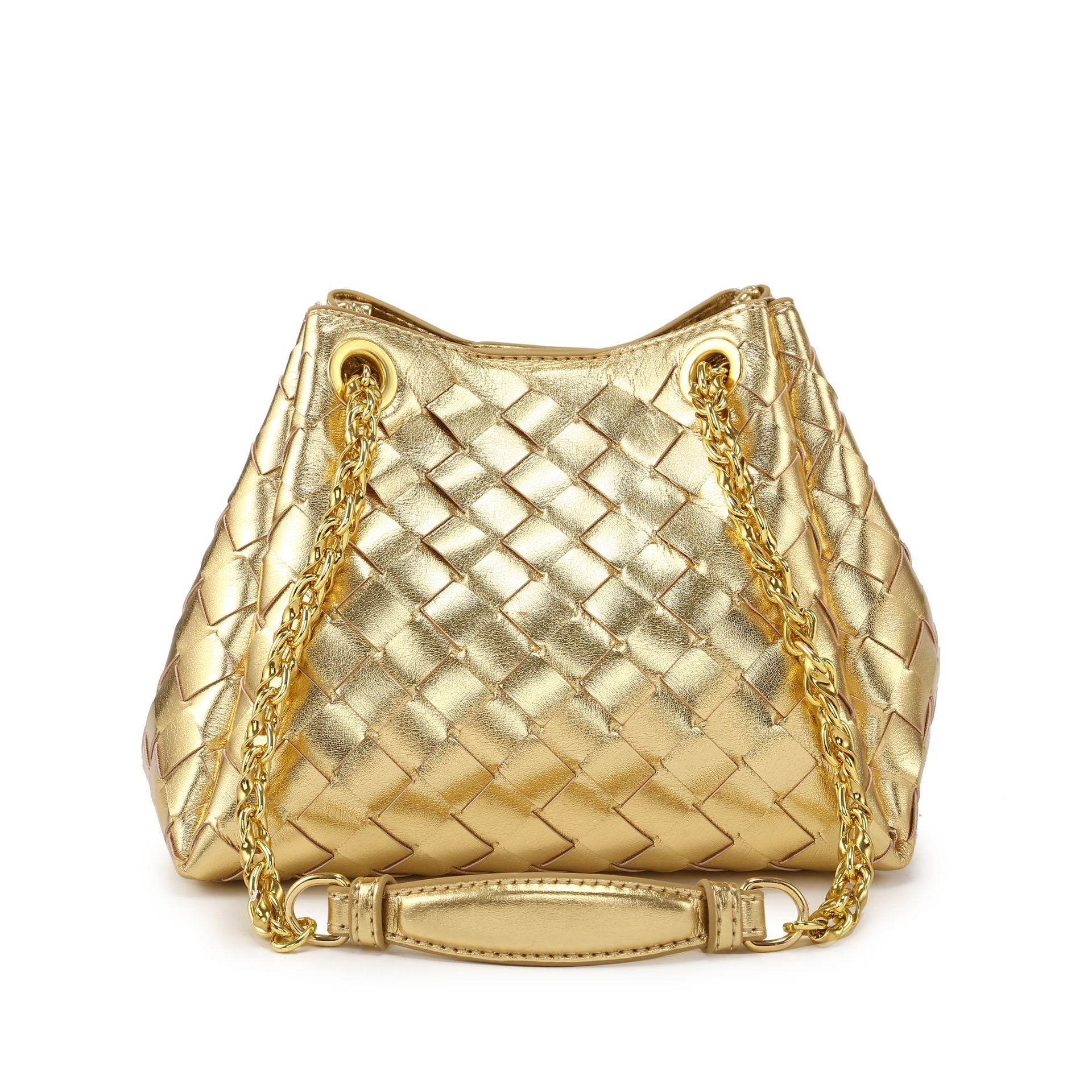 Bag Woven Metal Rope Buckle Shoulder Hand-Held Commuting Bucket Bag, Versatile And Fashionable Parachute Bag For Women