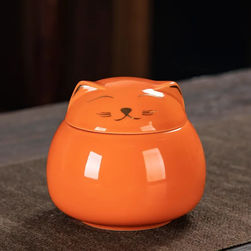 Ceramic Pet Cat Urn Handmade Shaped Animal Memorial Products White Black Decorative Urn Cat Urn for Funeral Memorials Pet Urns 241225
