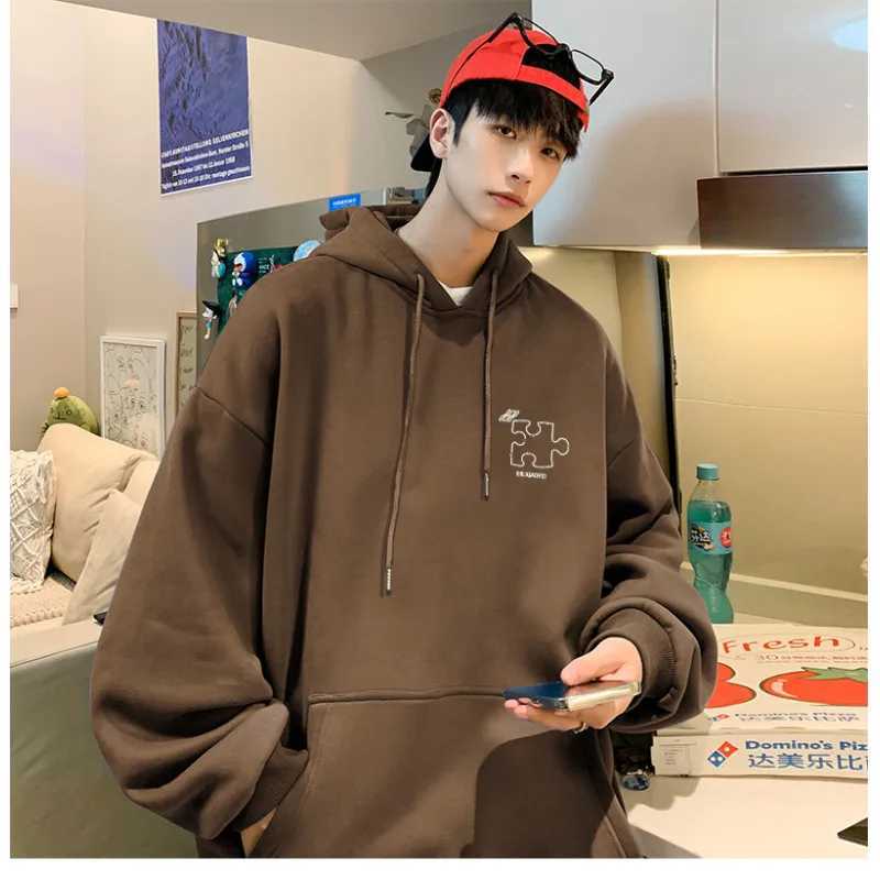 Mens Oversized Hoodie White With Hat 5XL Plain Hoodies for Men Letter Jigsaw Print Funny Man Casual Wear Hoody Male Sweatshirt X241228