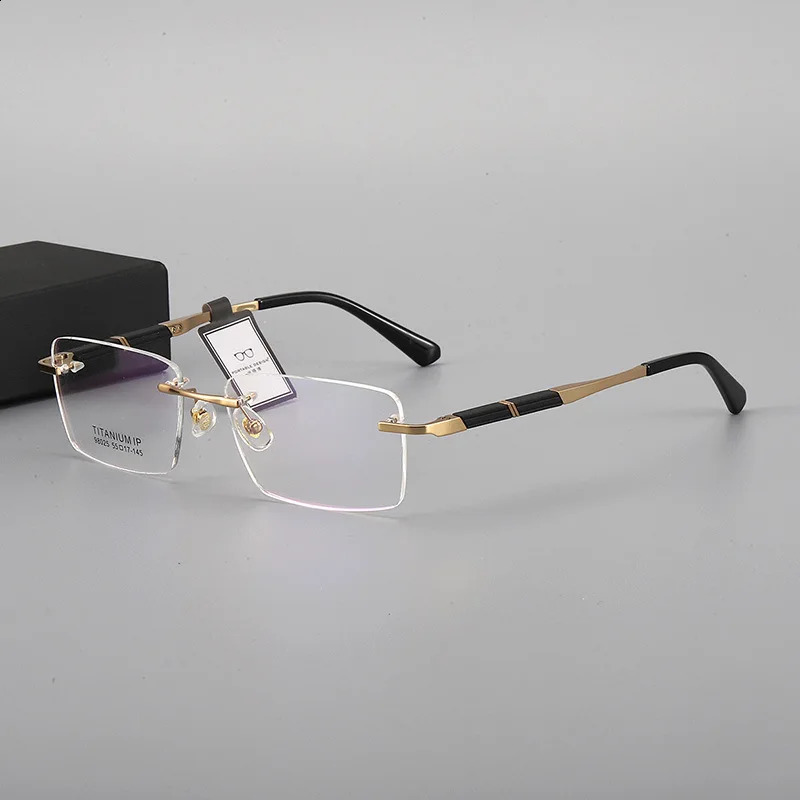 HDCRAFTER Vintage Rimless Glasses Frame Men Optical Myopia Prescription Eyeglasses Frame Women High-quality Eyewear 241227