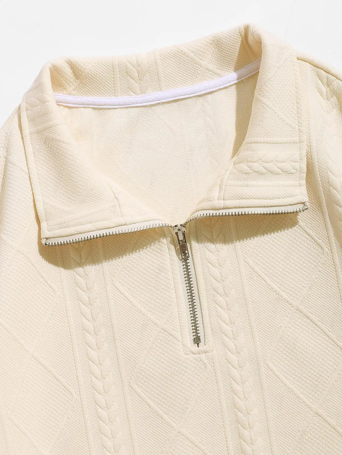 Mens Knitted Jacquard Texture Half Zipper Stand Collar Kangaroo Pocket Zipper Sweatshirt 241227