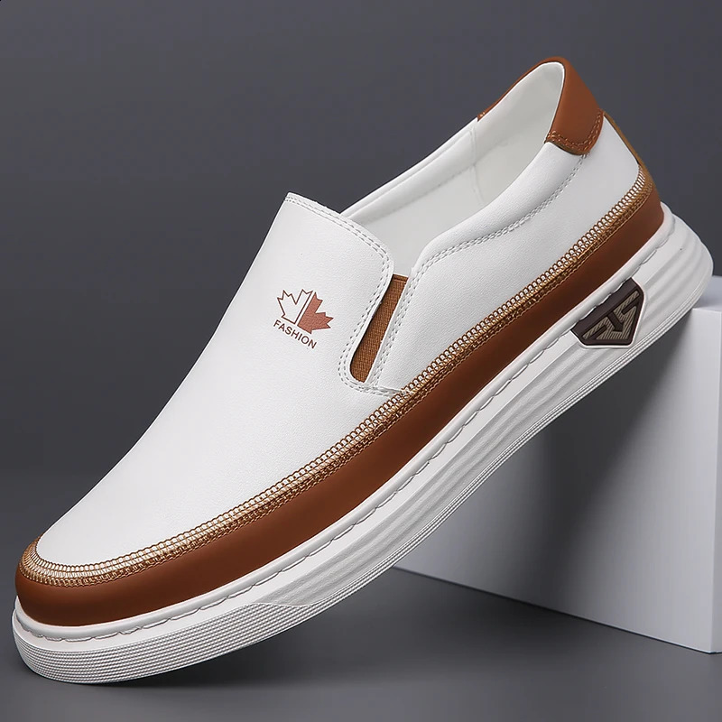 Men Leather Shoes Casual Soft Sole Versatile Business Slip On Lightweight Breathable Style for Loafers Outdoor Driving 241223