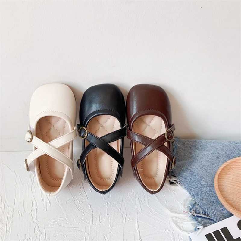 Childrens Princess Apartment Spring Sweet Retro Shoes Square Toes Little Girl Par Leather Dress Shoes Non slip Flat Bottom W241228
